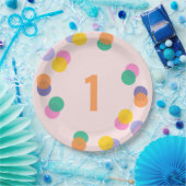 ファースト誕生日パステルピンク紙吹雪 ペーパープレート (パーティー)