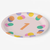 ファースト誕生日パステルピンク紙吹雪 ペーパープレート (アングル)