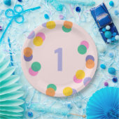 ファースト誕生日パステルピンク紙吹雪 ペーパープレート (パーティー)