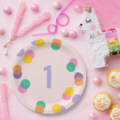 ファースト誕生日パステルピンク紙吹雪 ペーパープレート (パーティー)