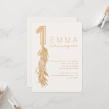 ファースト誕生日パンパスバルーンガーランド招待状