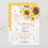 ファースト誕生日ビーヒマワリ 招待状 (正面/裏面)