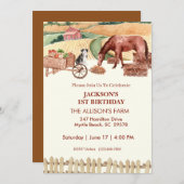 ファースト誕生日ファームバーンアニマルズ招待状 招待状 (正面/裏面)