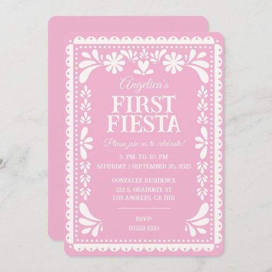 ファースト誕生日フィエスタパペルピカド招待状 招待状 (正面/裏面)