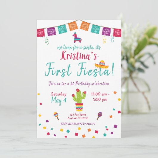 ファースト誕生日フィエスタメキシコ誕生日招待状 招待状 (スタンド正面)