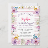 ファースト誕生日フェアリープリンセスピンク&金ゴールド 招待状 (正面)