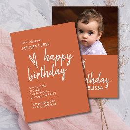 ファースト誕生日フォトボホハートテラコッタ 招待状