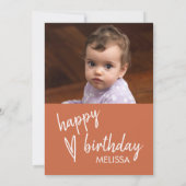 ファースト誕生日フォトボホハートテラコッタ 招待状 (裏面)