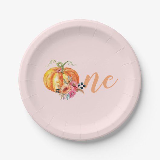 ファースト誕生日フラワーパンプキンプレート ペーパープレート (正面)