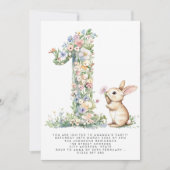 ファースト誕生日フローラワン&バニー招待状 招待状 (正面)