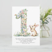 ファースト誕生日フローラワン&バニー招待状 招待状 (スタンド正面)