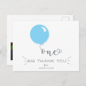 ファースト誕生日ブルーバルーンサンキューはがき ポストカード (正面/裏面)