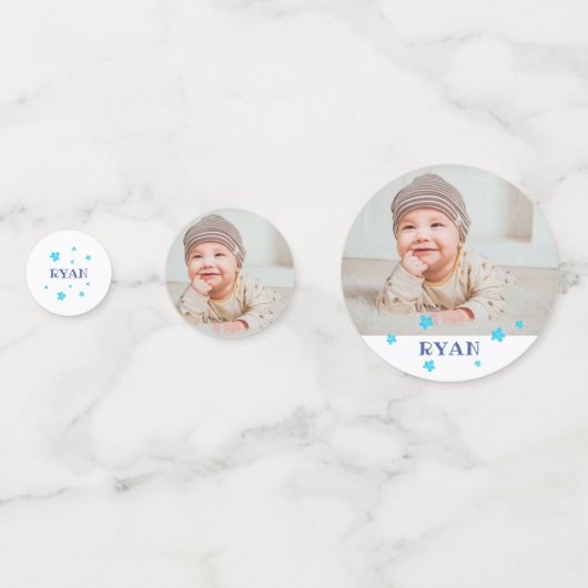 ファースト誕生日ブルーフォトバースデーパーティー コンフェッティ (正面)