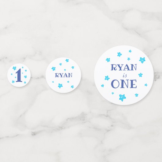 ファースト誕生日ブルーフォトバースデーパーティー コンフェッティ (裏面)