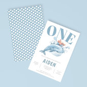 ファースト誕生日ブルーホエールパーティの招待状 招待状