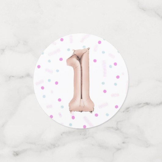 ファースト誕生日ベガーリービーガールフォト誕生日 コンフェッティ (スモール正面)