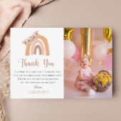 ファースト誕生日ボヘミアンフローラレインボーパステル サンキューカード