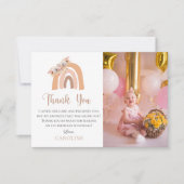 ファースト誕生日ボヘミアンフローラレインボーパステル サンキューカード (正面)