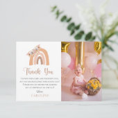 ファースト誕生日ボヘミアンフローラレインボーパステル サンキューカード (スタンド正面)