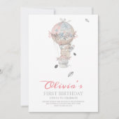 ファースト誕生日ボホホットエアバルーン誕生日パーティー 招待状 (正面)