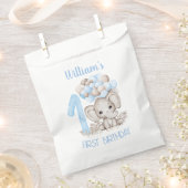 ファースト誕生日ボーイかわいい象の好意バッグ フェイバーバッグ (クリップ留めされた状態)