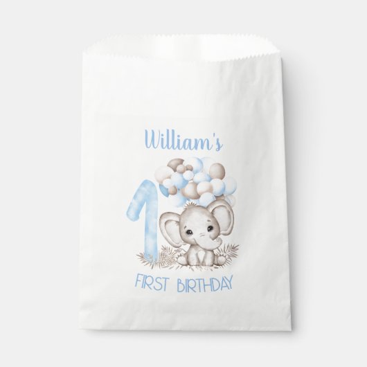 ファースト誕生日ボーイかわいい象の好意バッグ フェイバーバッグ (正面)