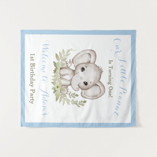 ファースト誕生日ボーイウェルカムサインタペストリー タペストリー (正面(横))