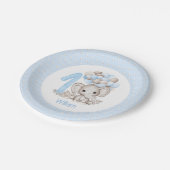 ファースト誕生日ボーイエレファントブルー紙プレート ペーパープレート (アングル)