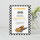 ファースト誕生日ボーイズレースカー招待状 招待状 (スタンド正面)