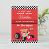 ファースト誕生日ボーイズレースカー招待状 招待状 (スタンド正面)