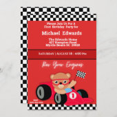 ファースト誕生日ボーイズレースカー招待状 招待状 (正面/裏面)