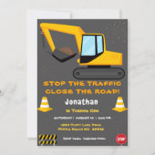 ファースト誕生日ボーイズ建築パーティー 招待状 (正面)