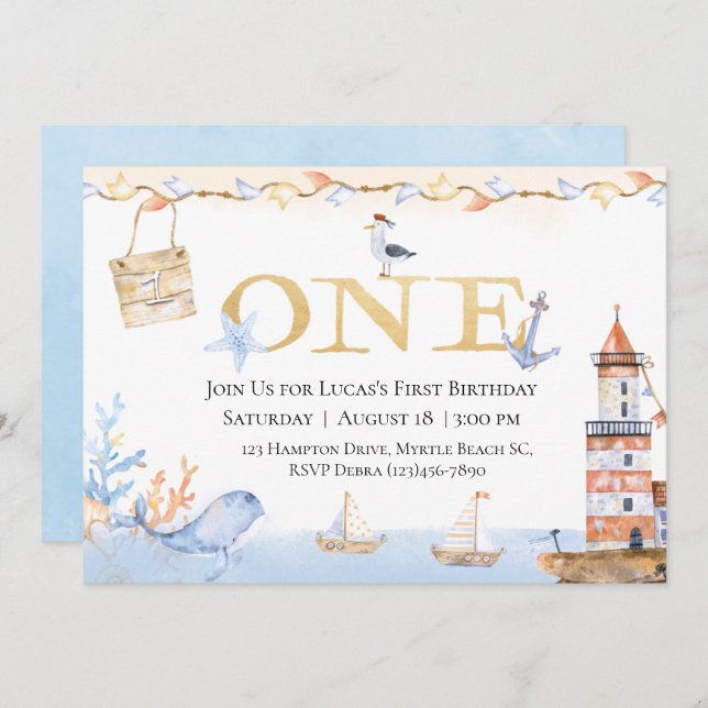 ファースト誕生日ボーイズ航海のブルーライトハウス (正面/裏面)