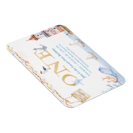 ファースト誕生日ボーイズ航海のブルーライトハウス マグネット (右側)