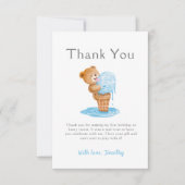 ファースト誕生日ボーイテディベアアイスクリーム サンキューカード (正面)