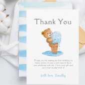 ファースト誕生日ボーイテディベアアイスクリーム サンキューカード