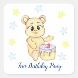 ファースト誕生日ボーイパーティー 前向き スクエアシール