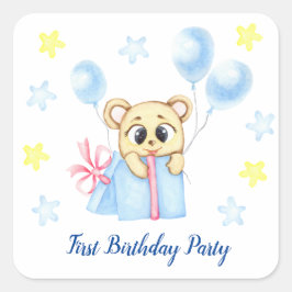 ファースト誕生日ボーイパーティー 前向き スクエアシール