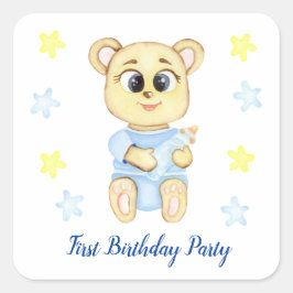 ファースト誕生日ボーイパーティー 前向き スクエアシール