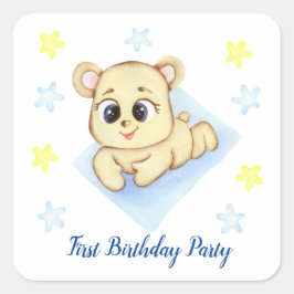 ファースト誕生日ボーイパーティー 前向き スクエアシール