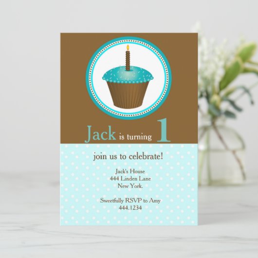 ファースト誕生日ボーイ招待状 招待状 (スタンド正面)