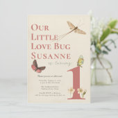 ファースト誕生日ラブバグバビーガール招待状 招待状 (スタンド正面)