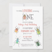 ファースト誕生日ラブバグ招待状 招待状 (正面)