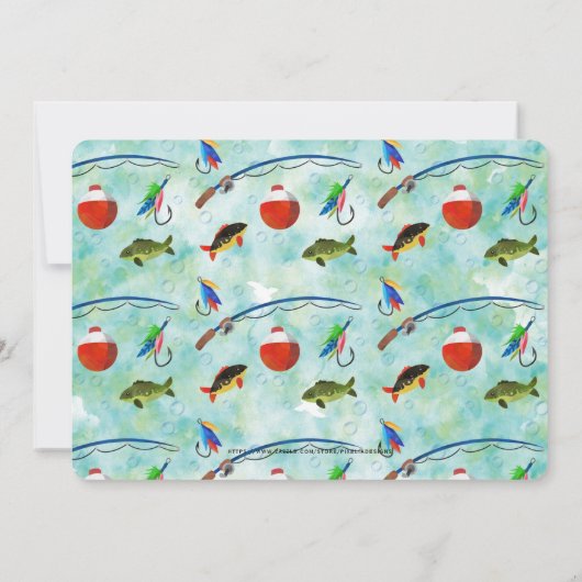 ファースト誕生日リトルフィッシャーマン魚釣り写真 招待状 (裏面)