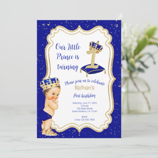 ファースト誕生日リトルプリンス招待状 招待状 (スタンド正面)