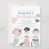 ファースト誕生日リトルマーメイド招待状 招待状 (正面)