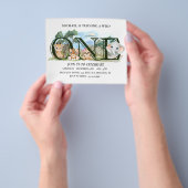 ファースト誕生日ワイルドワンサファリベビーアニマルズ チラシ (手)