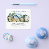 ファースト誕生日ワイルドワンサファリベビーアニマルズ チラシ (シングル)