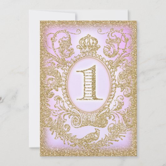 ファースト誕生日ワンスアタイムプリンセスパープル 招待状 (正面)