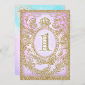 ファースト誕生日ワンスアタイムプリンセスパープル 招待状 (正面/裏面)